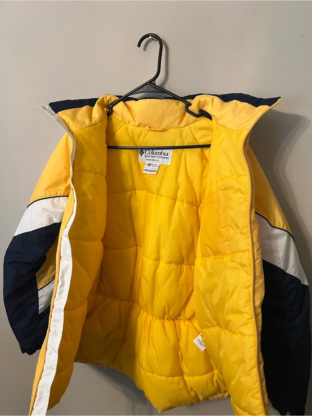 Columbia Kids Yellow Navy White Colorblock Puffer Jacket - Picture 3 of 5